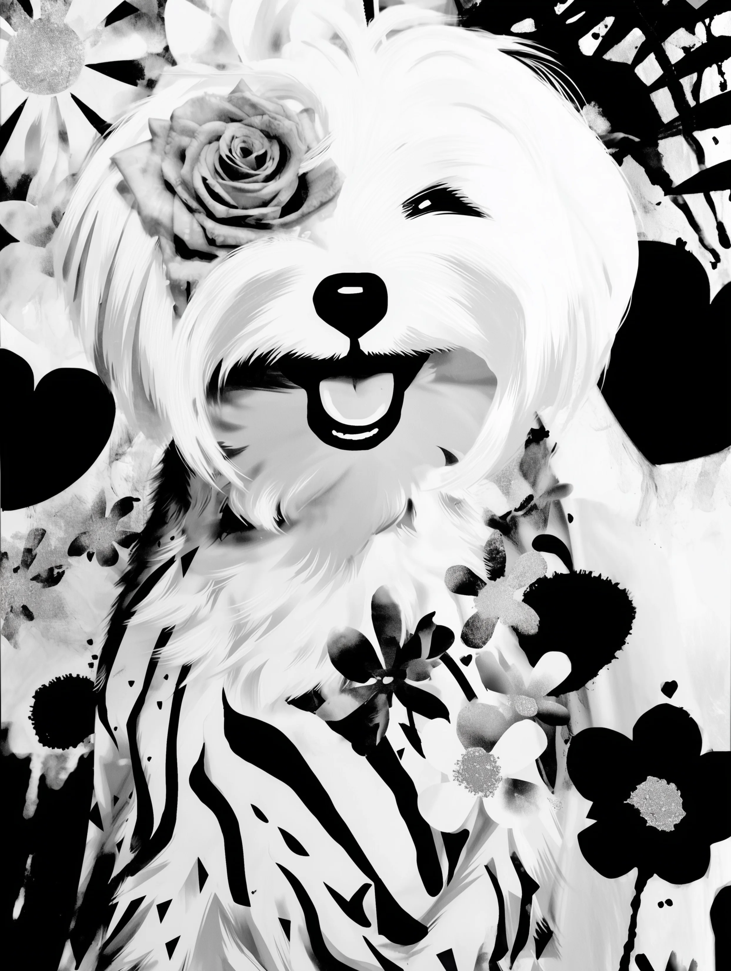 Free printable dog coloring page for adults featuring white maltese